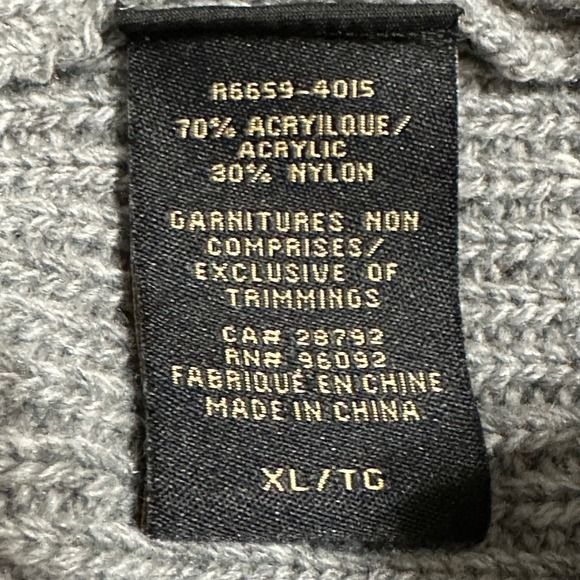 Renuar XL Gray Black Cable Knit Split Cowl Neck Tunic Sweater Dolman Long Sleeve - Picture 4 of 5